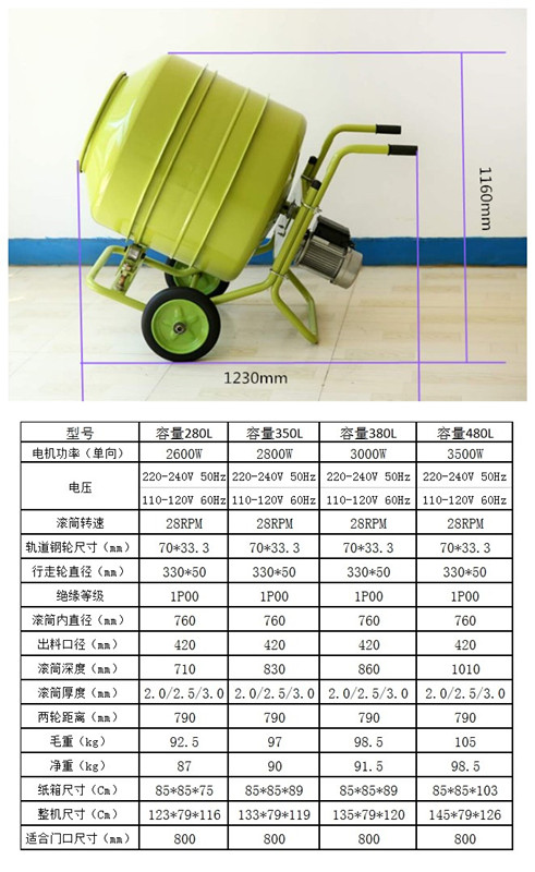 小型水泥攪拌機尺寸參數(shù)--河北東圣吊索具制造有限公司--小型攪拌機|石材夾具|液壓堆高車|手動叉車